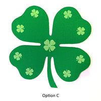 Clover Shapes Green Printed Design - 12 per order (Pricing for sizes vary)