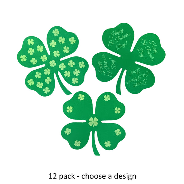 Clover Shapes Green Printed Design - 12 per order (Pricing for sizes vary)