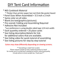 25 Pack - Blue DIY Table Tent Name Cards