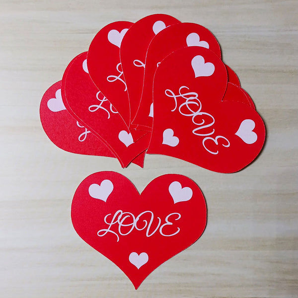 Heart Shapes Printed Design Love - 12 per order (Pricing for sizes vary)