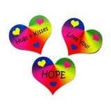 Heart Shapes Printed Design Rainbow - 12 per order (Pricing for sizes vary)