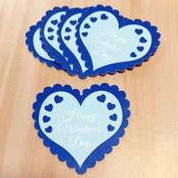 Scallop Heart Shapes Printed Design - 12 per order (Pricing for sizes vary)