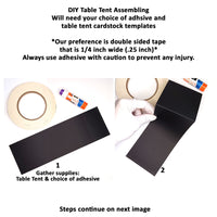 12 Pack - Black DIY Table Tent Card