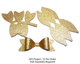 Gold Glitter Paper Bow DIY Set - 12 per order (Pricing for sizes vary)