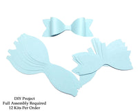 Light Blue Paper Bow DIY Set - 12 per order (Pricing for sizes vary)