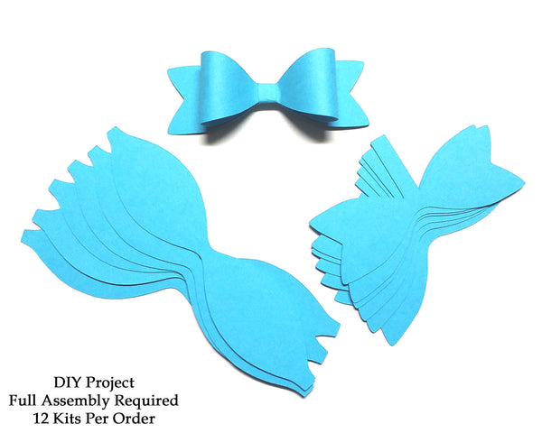 Ocean Blue Paper Bow DIY Set - 12 per order (Pricing for sizes vary)