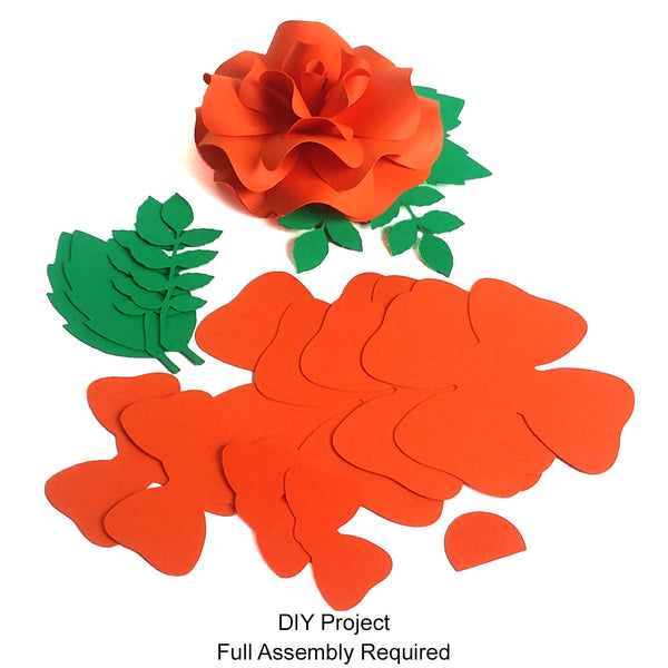 Orange Paper Rose DIY Set - 12 per order (Pricing for sizes vary)