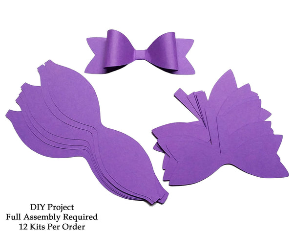 Purple Paper Bow DIY Set - 12 per order (Pricing for sizes vary)
