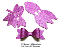Purple Glitter Paper Bow DIY Set - 12 per order (Pricing for sizes vary)