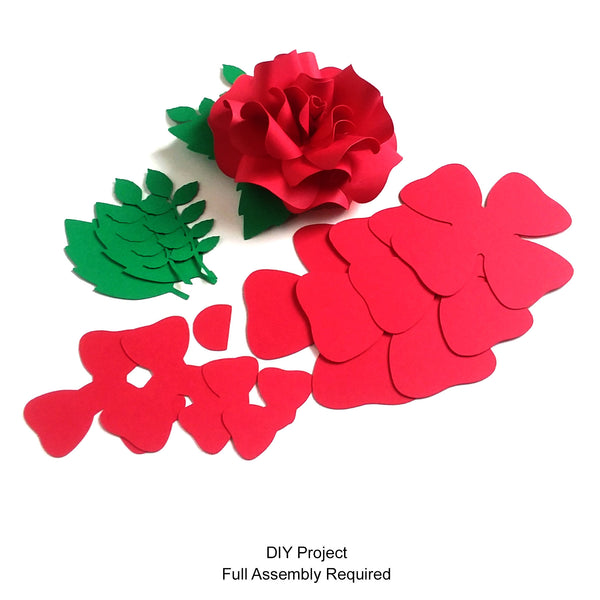 Red Paper Rose DIY Set - 12 per order (Pricing for sizes vary)