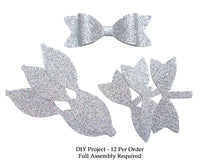 Silver Glitter Paper Bow DIY Set - 12 per order (Pricing for sizes vary)
